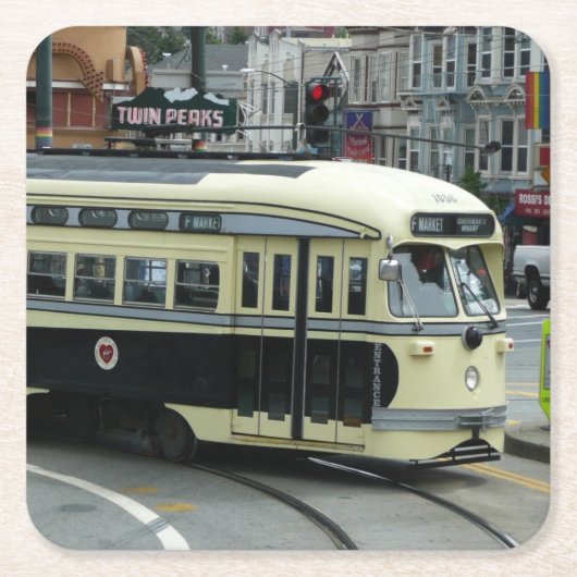San Francisco kabeltram Kartonnen Onderzetters (Voorkant)