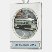 San Francisco kabeltram Verzilverd Banner Ornament (Links)