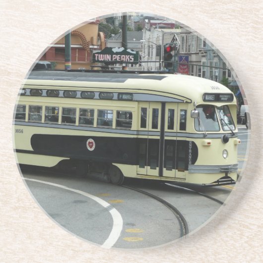 San Francisco kabeltram Zandsteen Onderzetter (Voorkant)