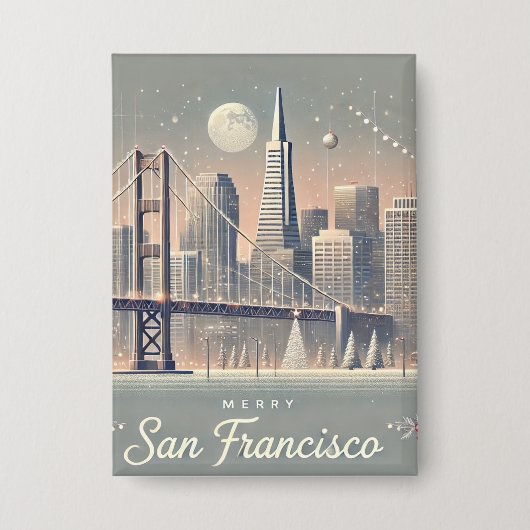 San Francisco Kerstkaart | Golden Gate Bridge Button (Voorkant)
