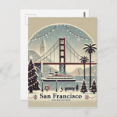San Francisco Kerstmis - Golden Gate Bridge Briefkaart (Voorkant / Achterkant)