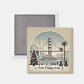San Francisco Kerstmis - Golden Gate Bridge Magneet (Voorkant / Achterkant)