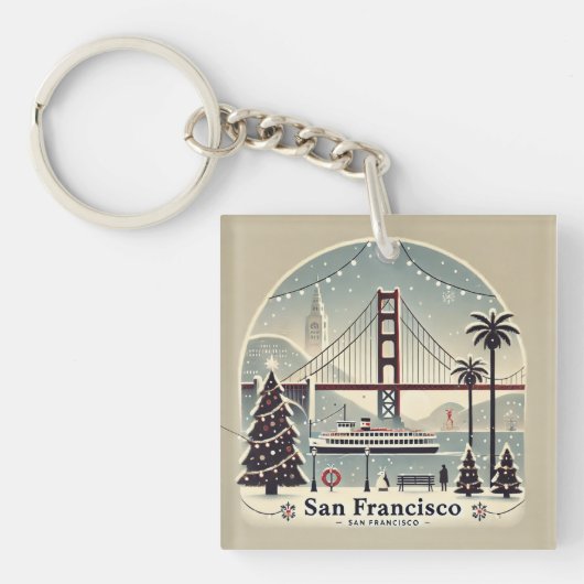 San Francisco Kerstmis - Golden Gate Bridge Sleutelhanger (voorkant)