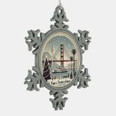 San Francisco Kerstmis - Golden Gate Bridge Tin Sneeuwvlok Ornament (Links)