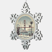 San Francisco Kerstmis - Golden Gate Bridge Tin Sneeuwvlok Ornament (Rechts)