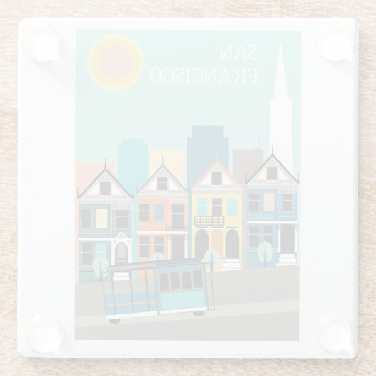 San Francisco Kunst Glazen Onderzetter (Achterkant)