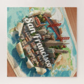 San Francisco Landmarks Golden Gate Bridge 3D Art Legpuzzel (Horizontaal)