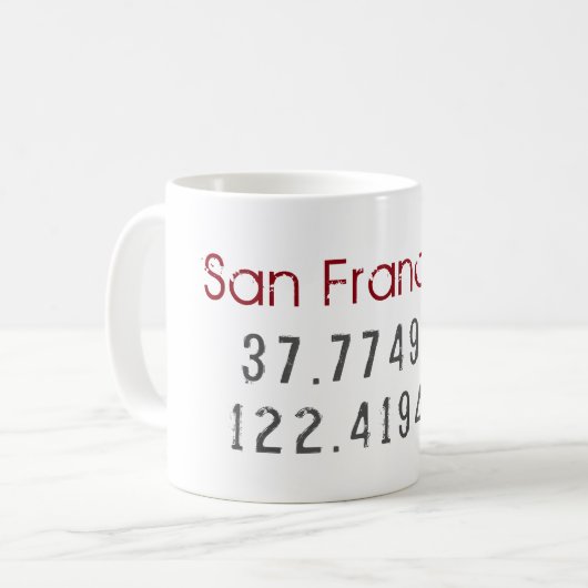 San Francisco Latitude Longitude Koffiemok (Voorkant links)