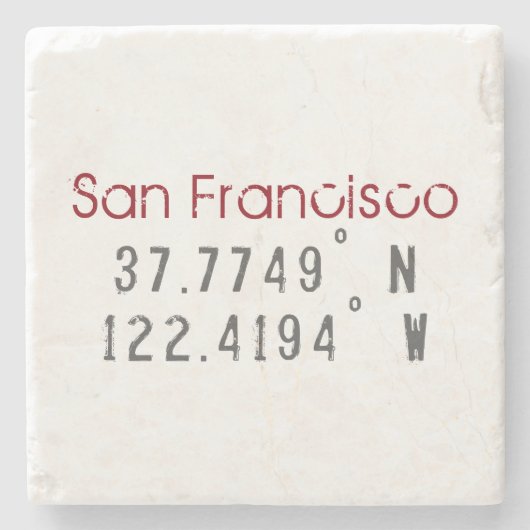 San Francisco Latitude Longitude Stenen Onderzetter (Voorkant)