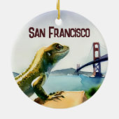 San Francisco Lizard Golden Gate Bridge Souvenir Keramisch Ornament (Achterkant)