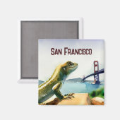 San Francisco Lizard Golden Gate Bridge Souvenir Magneet (Voorkant / Achterkant)