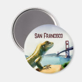San Francisco Lizard Golden Gate Bridge Souvenir Magneet (Voorkant / Achterkant)