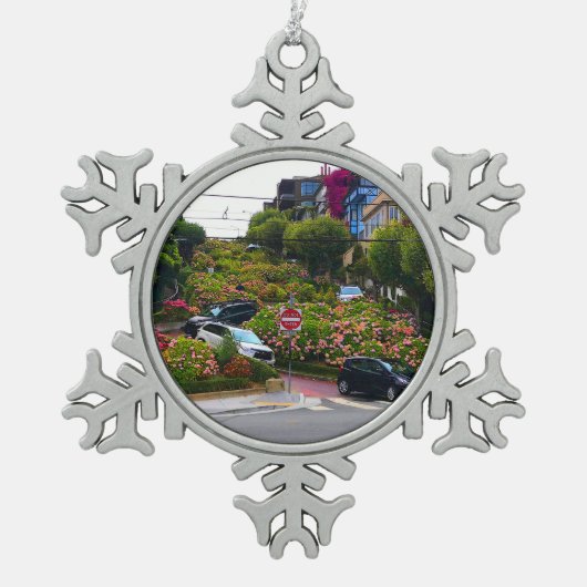 San Francisco Lombard Street #1 Snowflake Ornament (Voorkant)