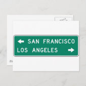 San Francisco Los Angeles Highway Sign Briefkaart (Voorkant / Achterkant)