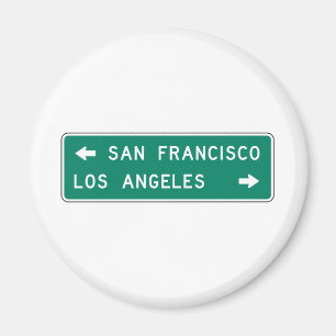 San Francisco Los Angeles Highway Sign Magneet
