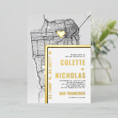 San Francisco Love Locator | Stad Thema Trouwfeest Folie Uitnodiging (Staand Voorkant)