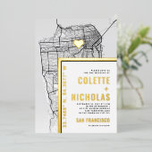 San Francisco Love Locator | Trouwlocatie met stad Folie Uitnodiging (Staand Voorkant)