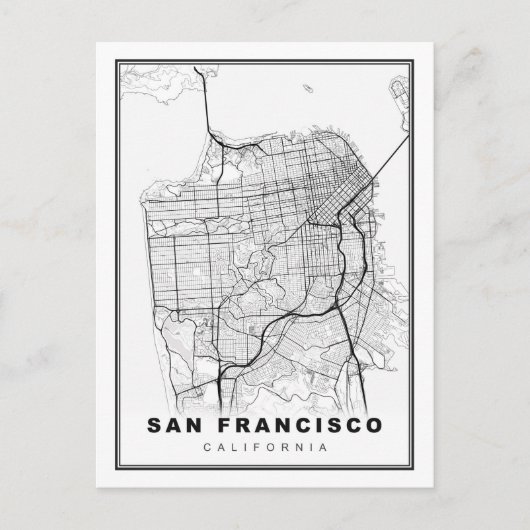 San Francisco Map Briefkaart (Voorkant)