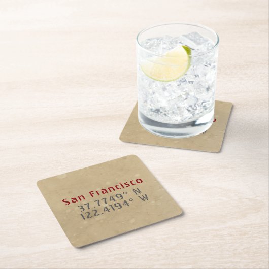 San Francisco Map Coordinates Urban Kartonnen Onderzetters (Insitu)