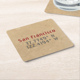 San Francisco Map Coordinates Urban Kartonnen Onderzetters