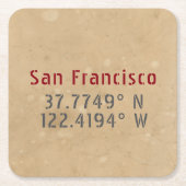 San Francisco Map Coordinates Urban Kartonnen Onderzetters (Voorkant)