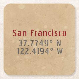 San Francisco Map Coordinates Urban Kartonnen Onderzetters