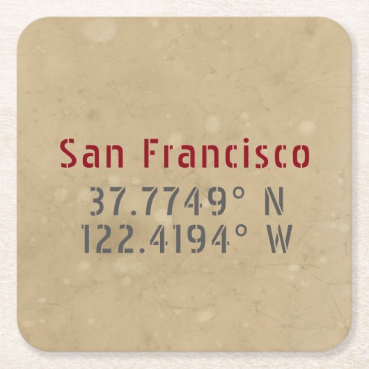 San Francisco Map Coordinates Urban Kartonnen Onderzetters (Voorkant)