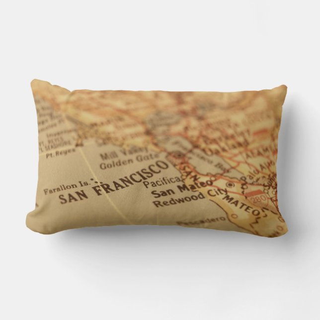  San Francisco Map Lumbar Pillow Kussen (Voorkant)