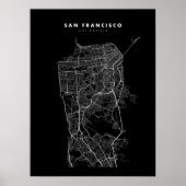 San Francisco Map Print Poster Black & White (Voorkant)