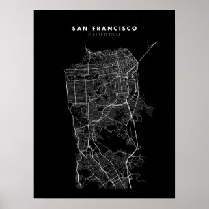 San Francisco Map Print Poster Black & White