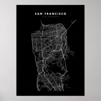 San Francisco Map Print Poster Black & White