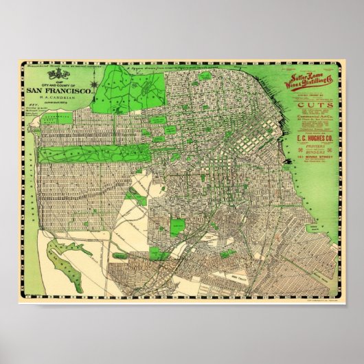  San Francisco Map uit 1909 Poster (Voorkant)