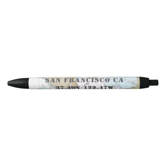 San Francisco Marin County Nautische Kaart Blauwe Inkt Pen (Voorkant)