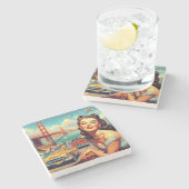  San Francisco meisje illustratie Stenen Onderzetter (Zijkant)