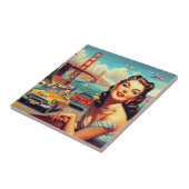  San Francisco meisje illustratie Tegeltje (Zijkant)