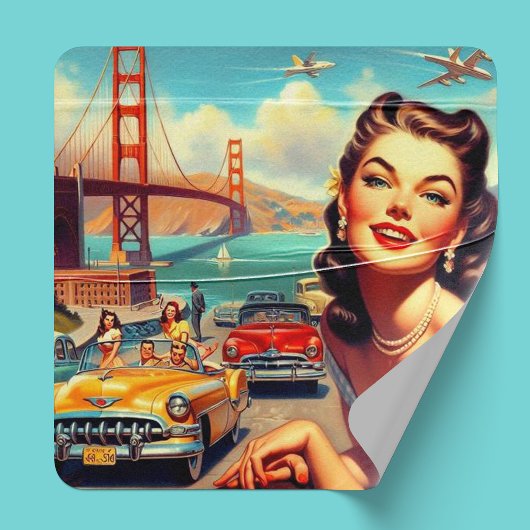  San Francisco meisje illustratie Vierkante Sticker