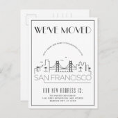 San Francisco Modern Deco | Nieuw Adres Aankondigingskaart (Voorkant / Achterkant)