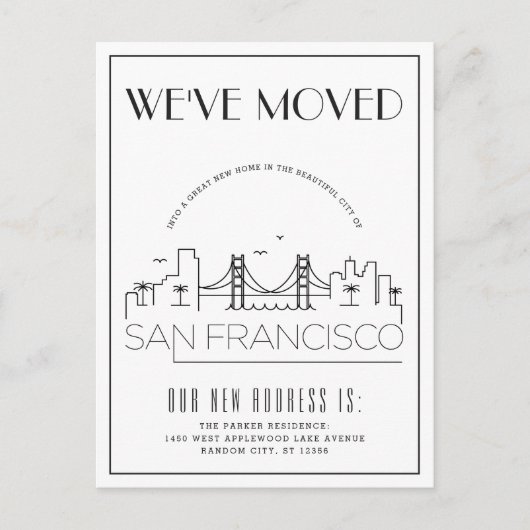 San Francisco Modern Deco | Nieuw Adres Aankondigingskaart (Voorkant)
