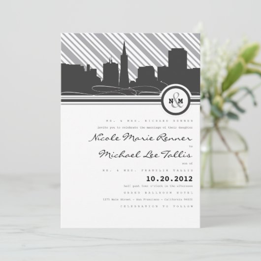 San Francisco Monogram Weddenschap Kaart (Staand voorkant)