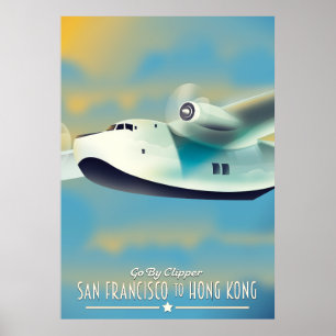 San Francisco naar Hong Kong door clipper Poster