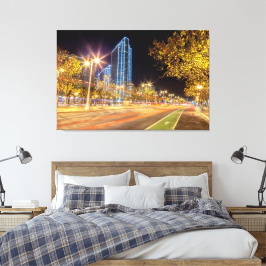 San Francisco nachtelijke stadsgezicht met lichte Canvas Afdruk (Insitu (Slaapkamer))