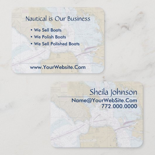 San Francisco Nautical Chart Clean Fresh Blue Tan Visitekaartje (Voorkant / Achterkant)