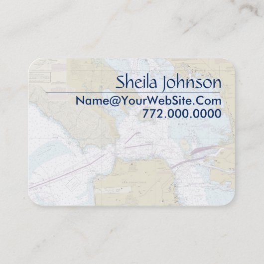 San Francisco Nautical Chart Clean Fresh Blue Tan Visitekaartje (Achterkant)