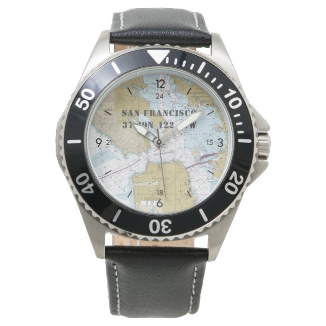 San Francisco Nautical Latitude Longitude Boater Horloge (Voorkant)