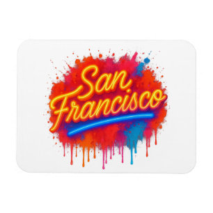 San Francisco Neon Splash Street Art T-shirt Magneet