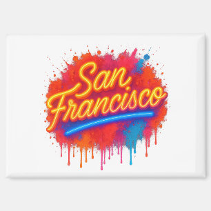 San Francisco Neon Splash Street Art T-shirt Magneet