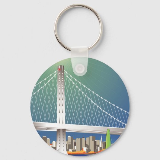 San Francisco New Oakland Bay Bridge Cityscape Sleutelhanger (Voorkant)