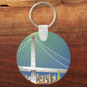 San Francisco New Oakland Bay Bridge Cityscape Sleutelhanger (Voorkant)
