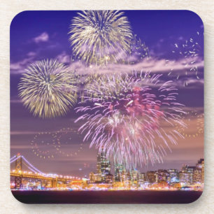 San Francisco New Year Fireworks Bier Onderzetter
