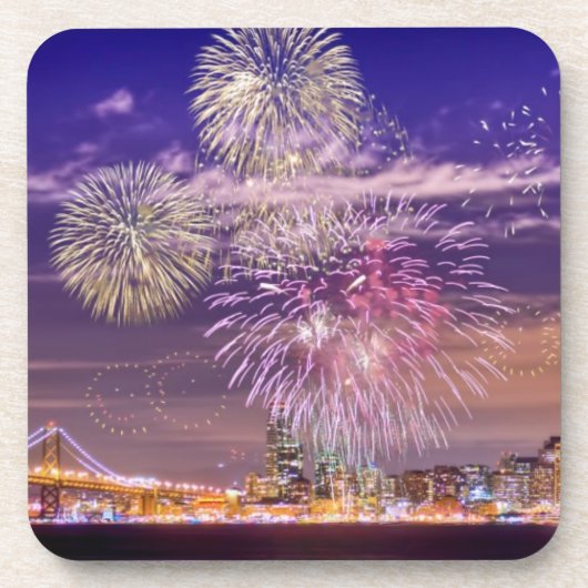 San Francisco New Year Fireworks Bier Onderzetter (Voorkant)